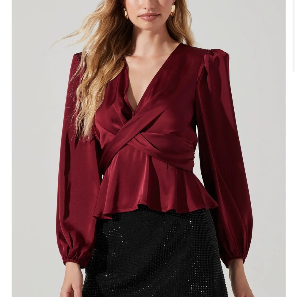 Astr Burgundy Wrap Blouse